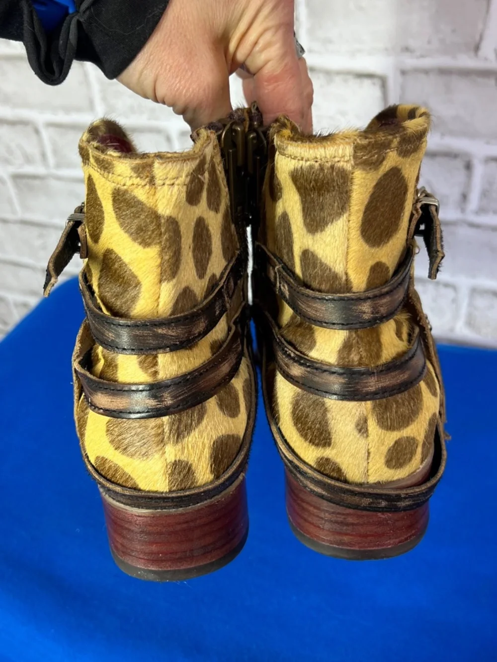 🦅|•FREEBIRD BY STEVEN•| 'Belfast' Animal Print Leather Booties Size 11-12